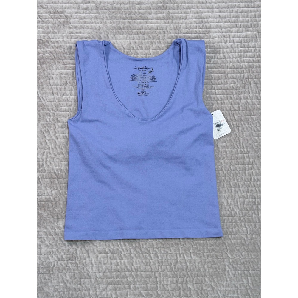 INTIMATELY FREE PEOPLE Clean Lines Seamless Crop Muscle Tank M/L Peri Blue NWT - Picture 2 of 9